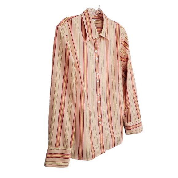 Talbots Tops - Talbots Sz 12 Shirt Button Down Vertical Stripe Wrinkle Resistant Collared Peach
